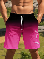 Gradient Color Graphic Men Beach Shorts 3D Print Shorts Casual Fashion Quick-Dry Pants Loose Swim Trunks Vacation Men's Clothes