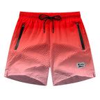 Men's Seersucker Beach Shorts with Mesh Liner Summer Casual Board Shorts with Zipper Pockets Quick Dry Swim Shorts Swim Trunks