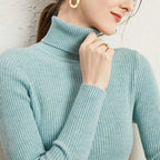 2025 maglione dolcevita da donna semplice pullover moda invernale maglione da donna in maglia elastica top basic femminili neri solidi casual