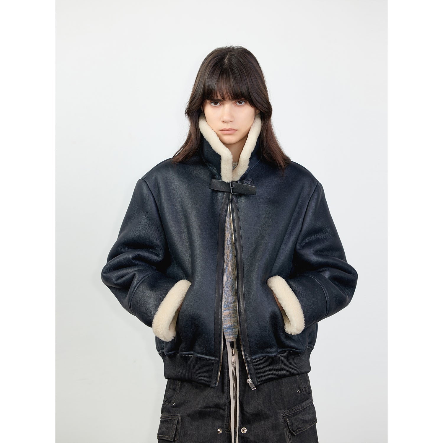 Speedy Flow Casual Motorcycle Style Imported Merino Sheepskin Jacket-2