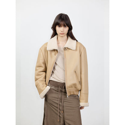 Speedy Flow Casual Motorcycle Style Imported Merino Sheepskin Jacket-5