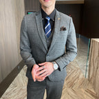 Men's British - Korean Plaid 3 - Piece Suit - Slim Fit Business Set - StepByStepNow