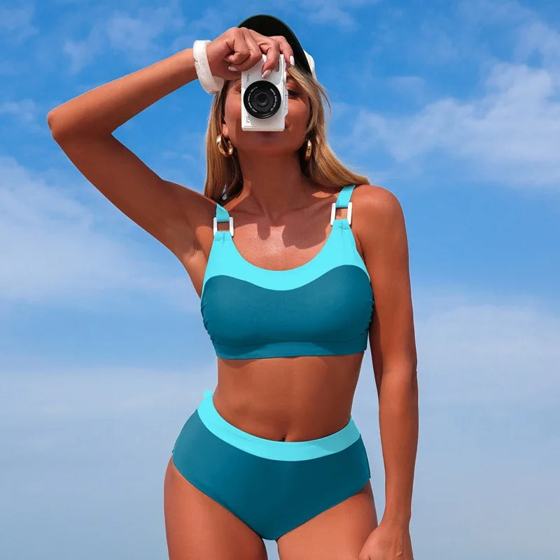 VigoBreviya Black High Waist Bikini Set Women Summer Patchwork Swimwear Female 2026 Tied Backless Swimsuit Ladies Bathing Suit
