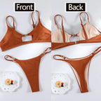 Miyouj Push Up Bikinis Solid Color Swimsuit Women' Swimwear Rings Bikini Bandage Beachwear Two Piece Suit 2026 Sexy Bathing Suit