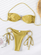Miyouj Push Up Bikinis Solid Color Swimsuit Women' Swimwear Rings Bikini Bandage Beachwear Two Piece Suit 2026 Sexy Bathing Suit