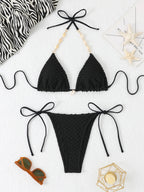 2026 Halter String Triangle Bikini Women Sexy Swimwear Female Mesh Swimsuit Solid Bathers Bathing Swimming Swim Suit Beachwear
