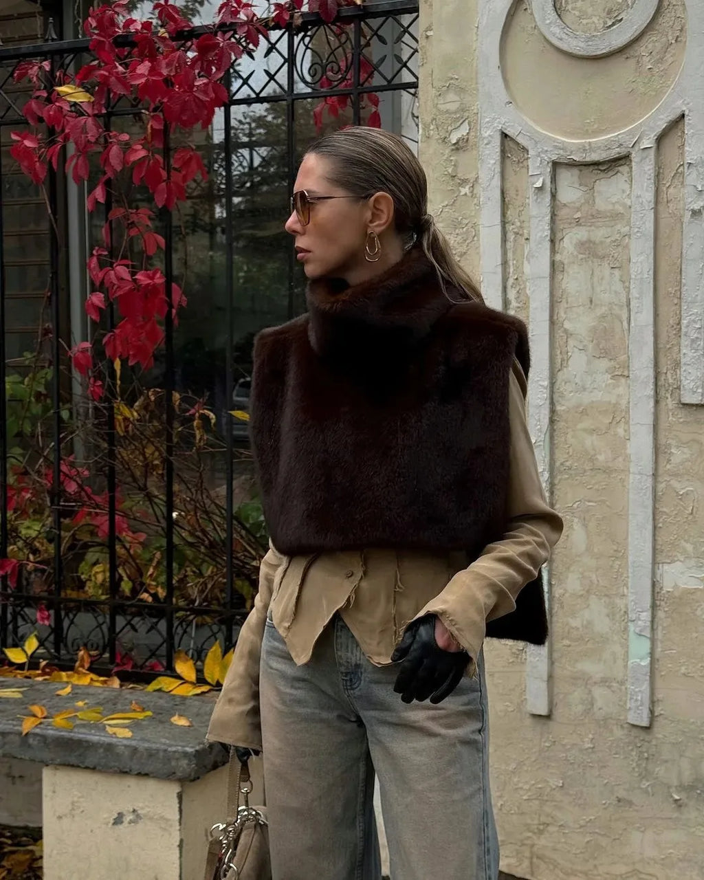 2025 New Fashion Pelliccia sintetica Sable Vest Crop Top Autunno Inverno Dolcevita Eco Pelliccia di visone Canotte Giacca senza maniche Cappotto