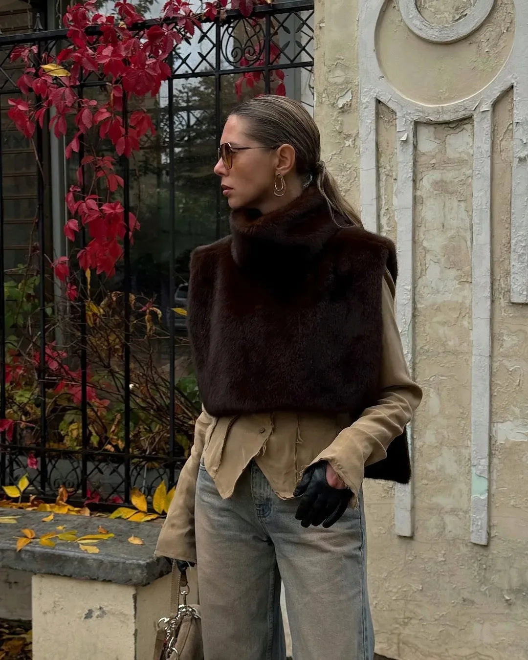 2025 New Fashion Pelliccia sintetica Sable Vest Crop Top Autunno Inverno Dolcevita Eco Pelliccia di visone Canotte Giacca senza maniche Cappotto