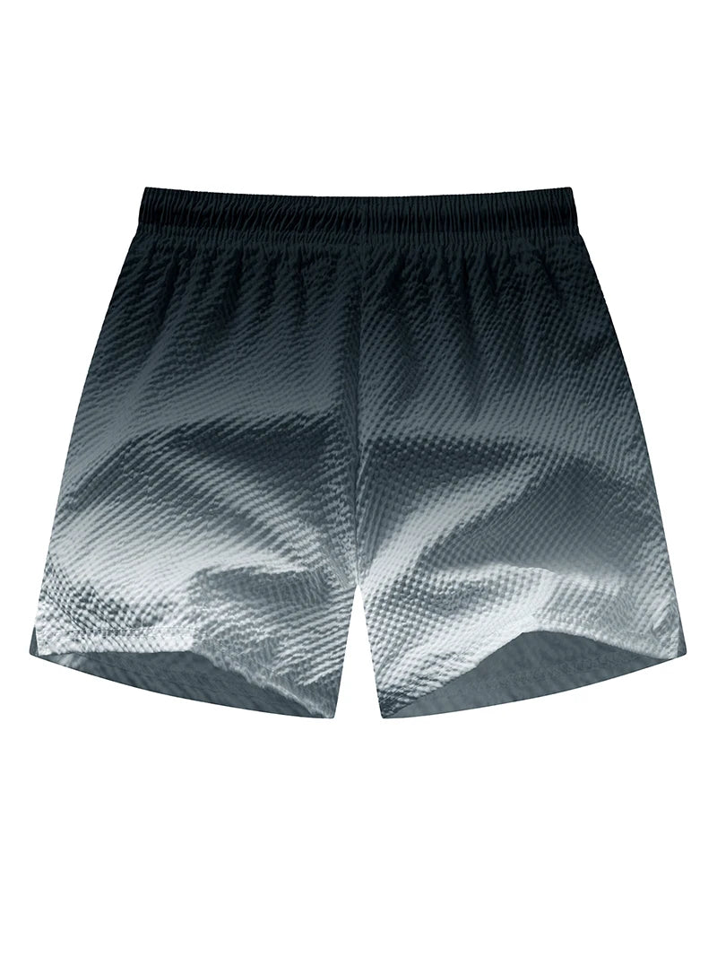 Men's Seersucker Beach Shorts with Mesh Liner Summer Casual Board Shorts with Zipper Pockets Quick Dry Swim Shorts Swim Trunks