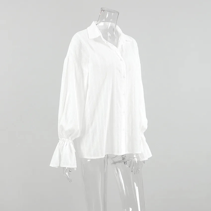 Camicia con risvolto in puro cotone jacquard francese