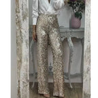 Multicolor Sequin Flared Pants - Women's Slim Fit Party Wear - StepByStepNow