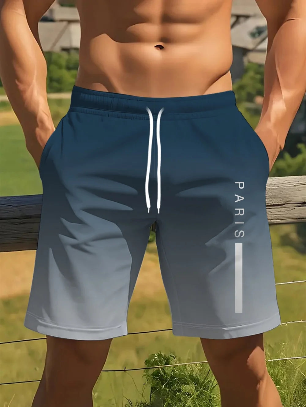 Gradient Color Graphic Men Beach Shorts 3D Print Shorts Casual Fashion Quick-Dry Pants Loose Swim Trunks Vacation Men's Clothes