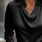 Camicia da donna in raso  a maniche lunghe - in seta elegante top