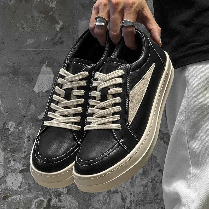 Men’s Black Lace-Up Casual Sneakers — Image 1
