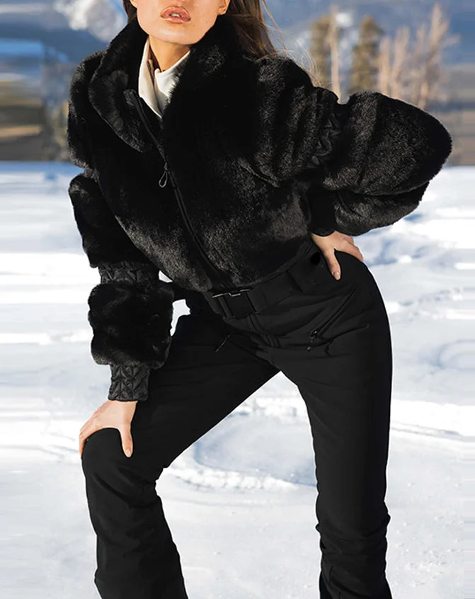 Tuta da sci Pelliccia semplice ed elegante Abbigliamento aderente - StepByStepNow