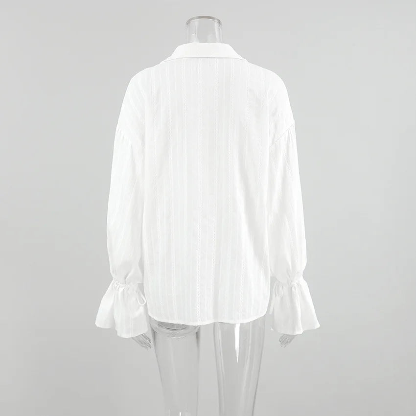 Camicia con risvolto in puro cotone jacquard francese