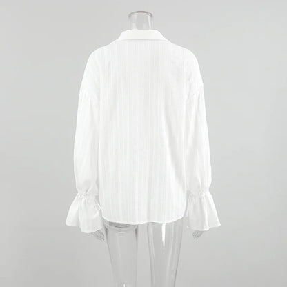 Camicia con risvolto in puro cotone jacquard francese