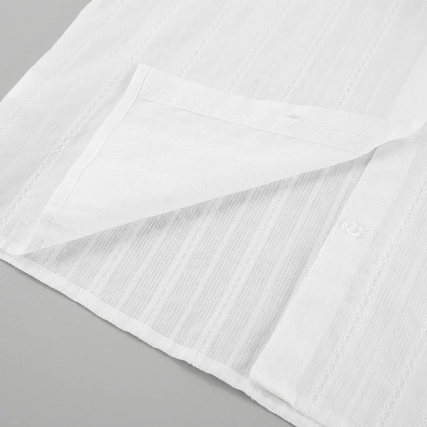 Camicia con risvolto in puro cotone jacquard francese