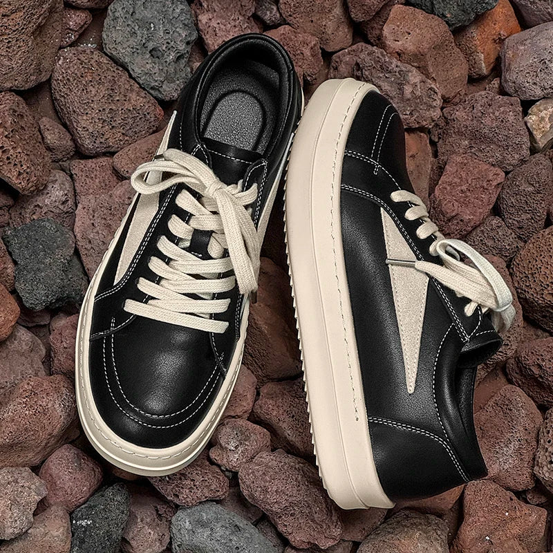 Men’s Black Lace-Up Casual Sneakers — Image 4
