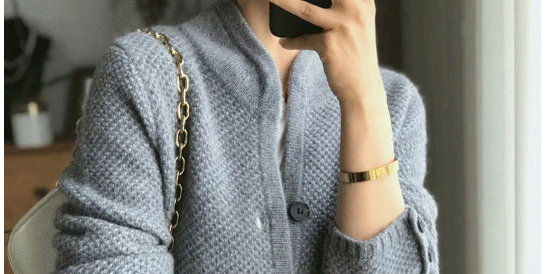 Autunno inverno nuovo addensato 100% Cashmere lana Cardigan donna Stand collo maglione maglione sciolto maglia Base maglione di lana giacca