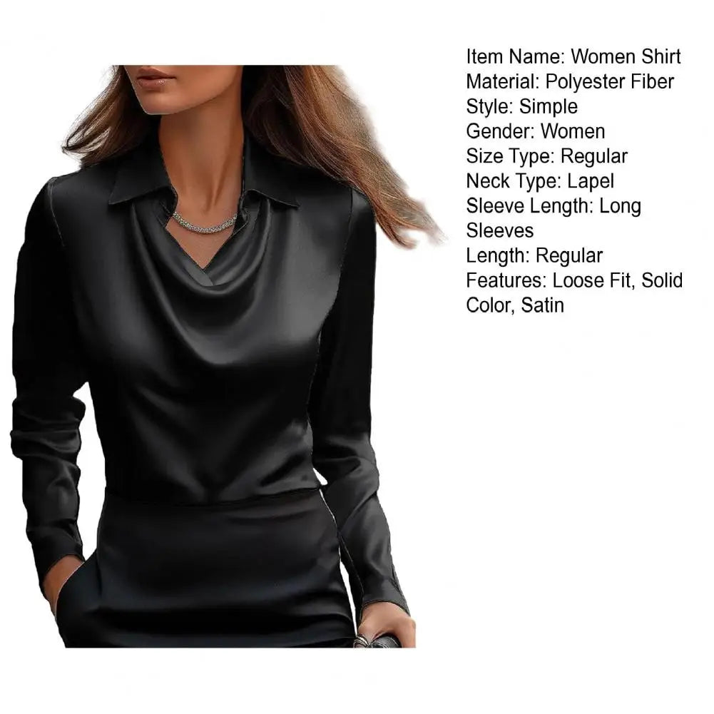 Camicia da donna in raso  a maniche lunghe - in seta elegante top