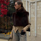 2025 New Fashion Pelliccia sintetica Sable Vest Crop Top Autunno Inverno Dolcevita Eco Pelliccia di visone Canotte Giacca senza maniche Cappotto