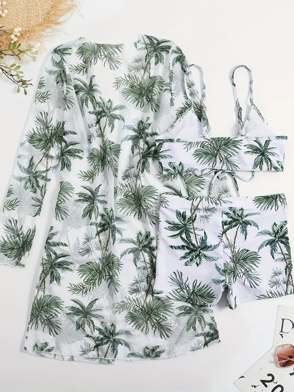 3 Pieces Tie Dye Bikinis Swimsuit 2026 New Women Drawstring Front Swimwear Female High Waist Shorts Bathers Swim Suit Beachwear