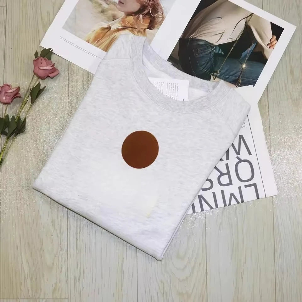 Felpa grigia in cotone 100% donna manica lunga girocollo dettagli floccati felpa autunno inverno manica lunga donna