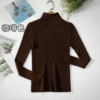 2025 maglione dolcevita da donna semplice pullover moda invernale maglione da donna in maglia elastica top basic femminili neri solidi casual