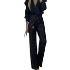 Multicolor Sequin Flared Pants - Women's Slim Fit Party Wear - StepByStepNow