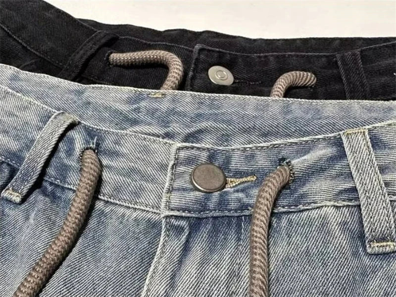 2026 Mens Straight Leg Blue Denim Shorts Summer Casual Five Inch Beach Shorts Thin Lightweight Y2K Vintage Japanese Relaxed Fit