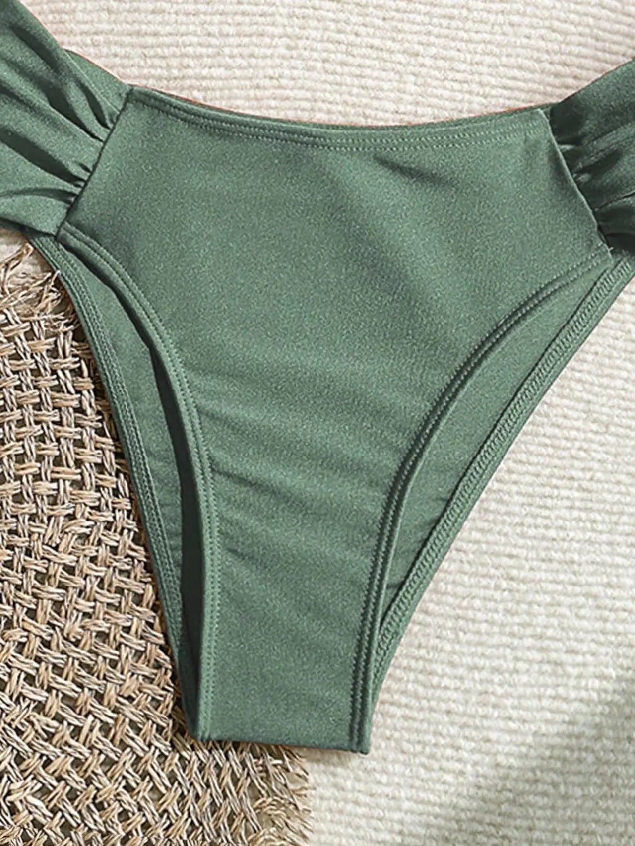 Women's 2026 New Sexy Shell Metal Button Bikini Set Solid Color Push Up Halter Two Piece Swimwear Summer Beach Bathing Suit