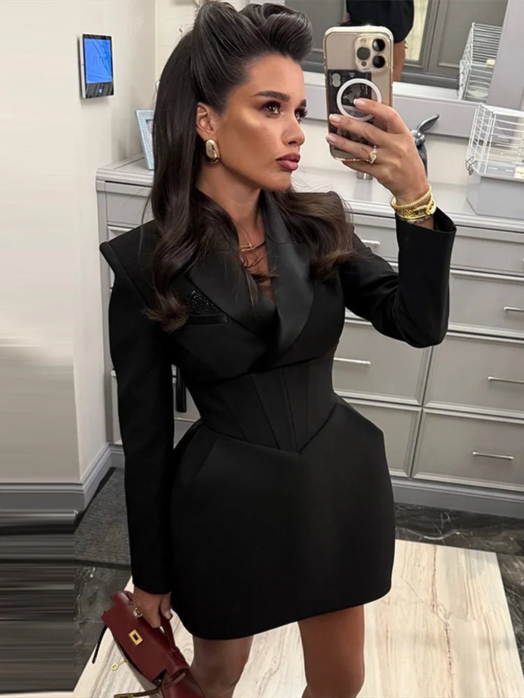 Abito corto lisca di pesce scollo profondo donna sexy moda chic - StepByStepNow