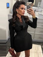 Abito corto lisca di pesce scollo profondo donna sexy moda chic - StepByStepNow