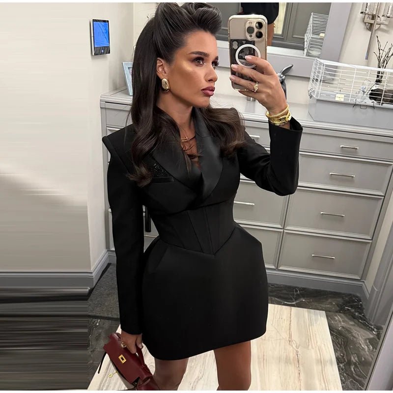 Abito corto lisca di pesce scollo profondo donna sexy moda chic - StepByStepNow