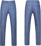 Abito slim fit in 3 pezzi a quadretti da uomo | Set smoking da sposo casual (giacca + gilet + pantaloni) per bottoni funzionali matrimonio/ballo/festa - StepByStepNow