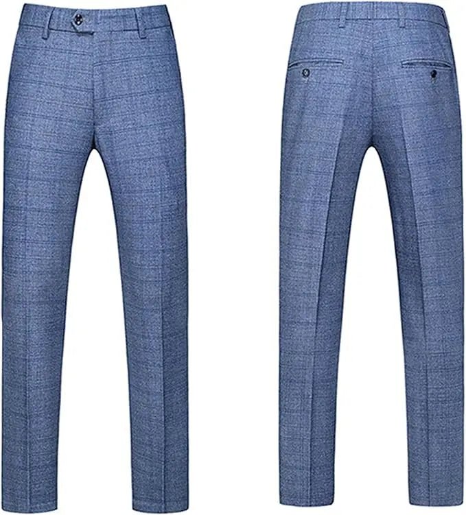 Abito slim fit in 3 pezzi a quadretti da uomo | Set smoking da sposo casual (giacca + gilet + pantaloni) per bottoni funzionali matrimonio/ballo/festa - StepByStepNow