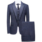 Abito slim fit in 3 pezzi a quadretti da uomo | Set smoking da sposo casual (giacca + gilet + pantaloni) per bottoni funzionali matrimonio/ballo/festa - StepByStepNow