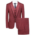 Abito slim fit in 3 pezzi a quadretti da uomo | Set smoking da sposo casual (giacca + gilet + pantaloni) per bottoni funzionali matrimonio/ballo/festa - StepByStepNow