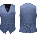 Abito slim fit in 3 pezzi a quadretti da uomo | Set smoking da sposo casual (giacca + gilet + pantaloni) per bottoni funzionali matrimonio/ballo/festa - StepByStepNow