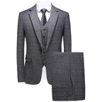 Abito slim fit in 3 pezzi a quadretti da uomo | Set smoking da sposo casual (giacca + gilet + pantaloni) per bottoni funzionali matrimonio/ballo/festa - StepByStepNow