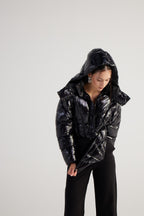 Aida Black Puffer Hooded Jacket - StepByStep