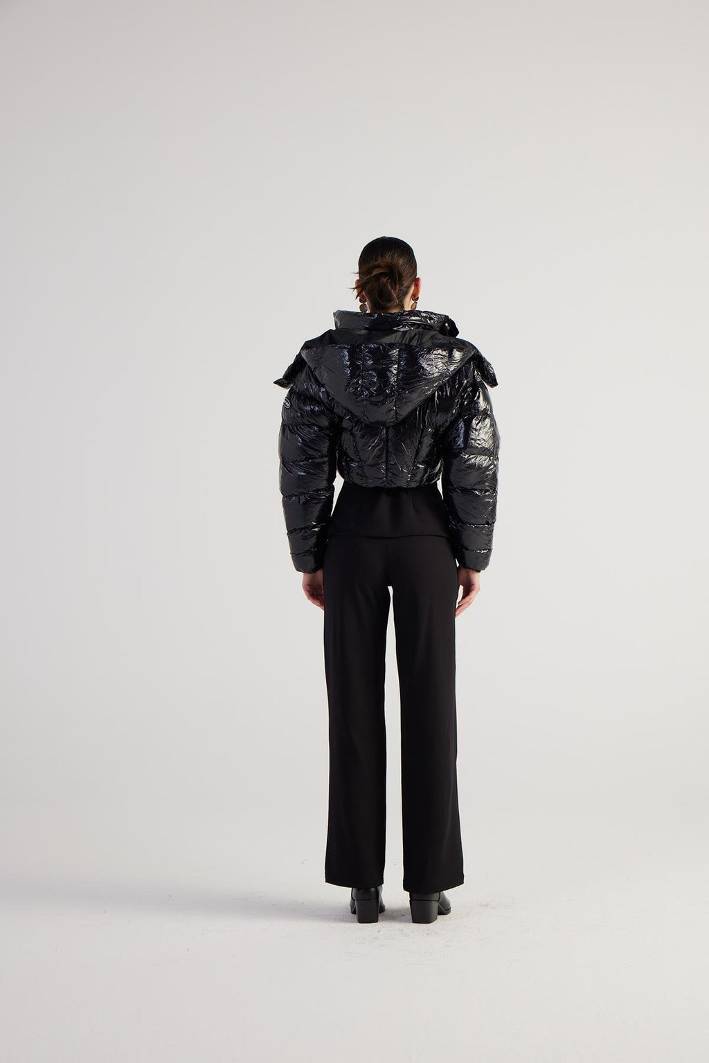 Aida Black Puffer Hooded Jacket - StepByStep