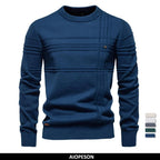 AIOPESON Maglione pullover girocollo da uomo lavorato a maglia in cotone spogliato di qualità autunno inverno maglioni caldi da uomo - StepByStepNow