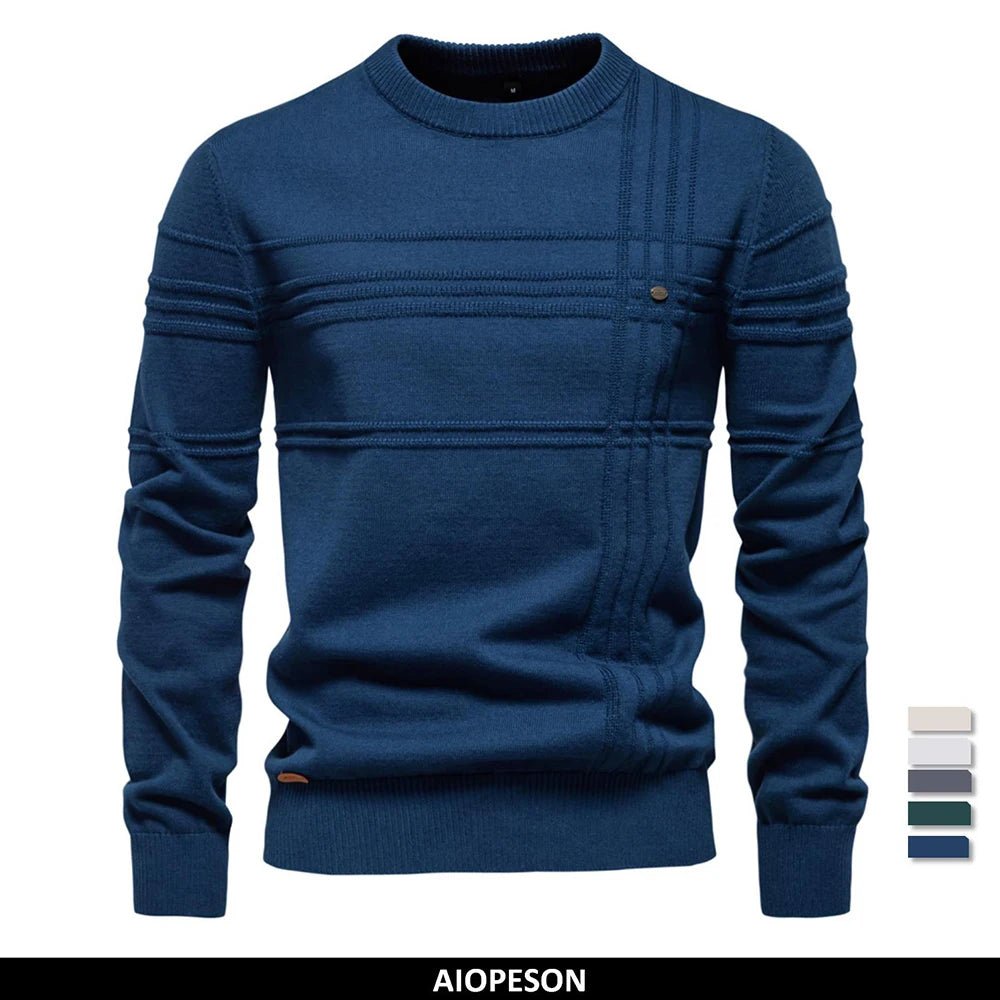 AIOPESON Maglione pullover girocollo da uomo lavorato a maglia in cotone spogliato di qualità autunno inverno maglioni caldi da uomo - StepByStepNow