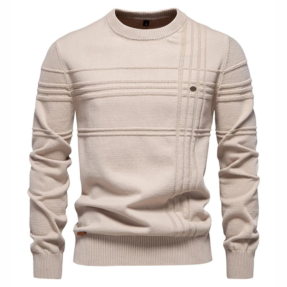AIOPESON Maglione pullover girocollo da uomo lavorato a maglia in cotone spogliato di qualità autunno inverno maglioni caldi da uomo - StepByStepNow