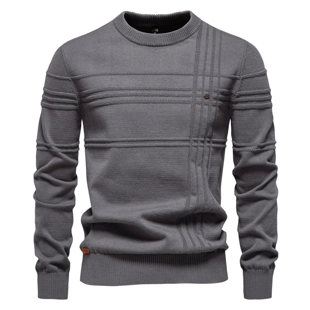 AIOPESON Maglione pullover girocollo da uomo lavorato a maglia in cotone spogliato di qualità autunno inverno maglioni caldi da uomo - StepByStepNow