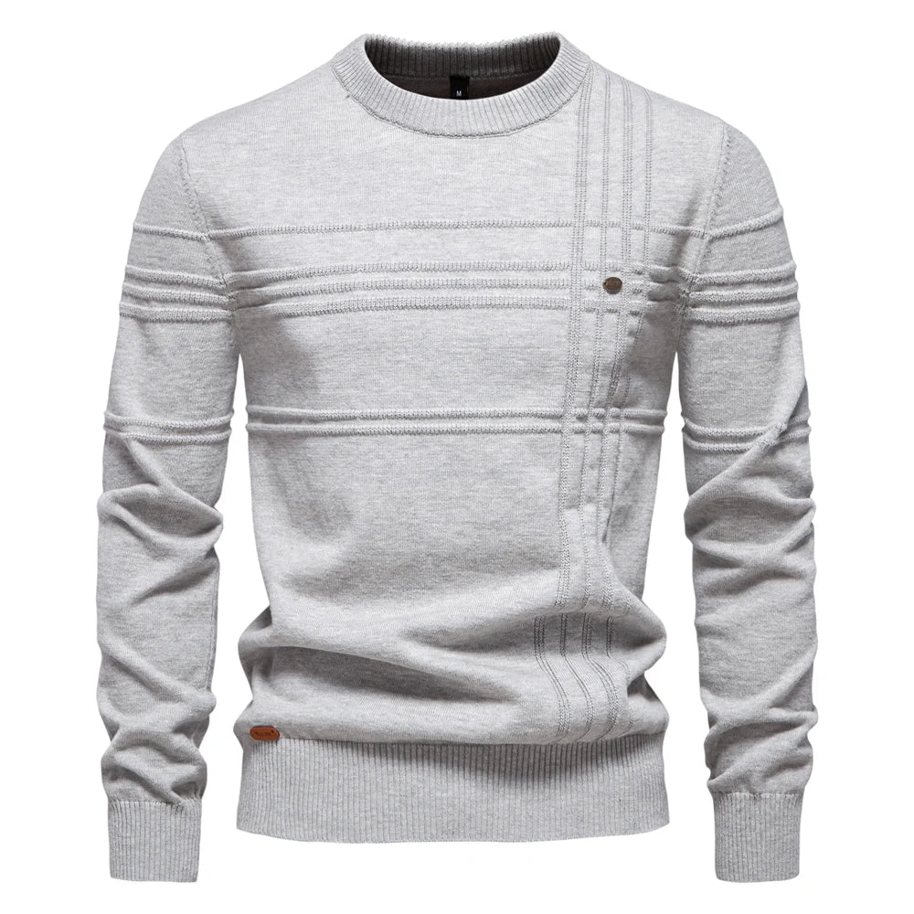 AIOPESON Maglione pullover girocollo da uomo lavorato a maglia in cotone spogliato di qualità autunno inverno maglioni caldi da uomo - StepByStepNow