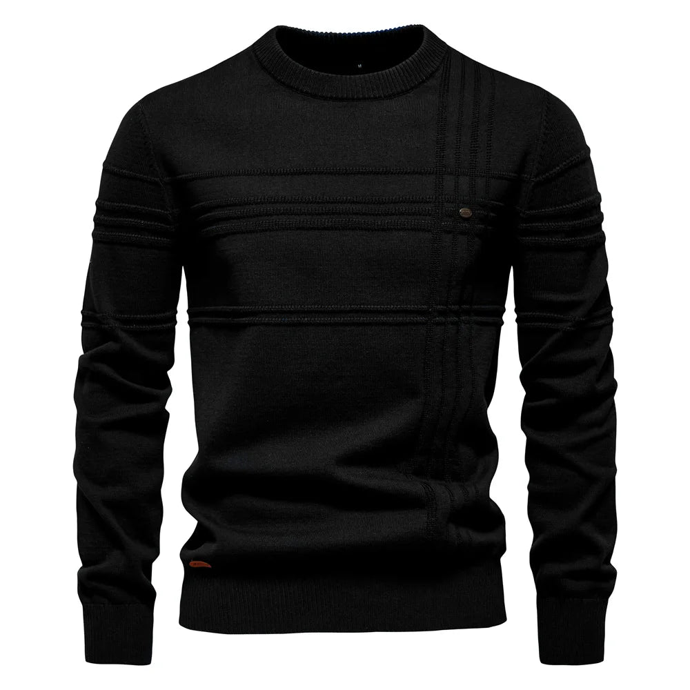 AIOPESON Maglione pullover girocollo da uomo lavorato a maglia in cotone spogliato di qualità autunno inverno maglioni caldi da uomo - StepByStepNow
