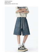 American Street "Rivet" Denim Shorts – Loose Hip - Hop Five - Quarter Pants - StepByStepNow
